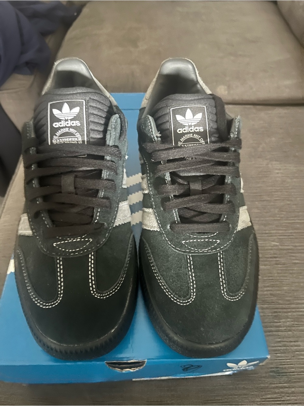 adidas Men’s Black Carbon Samba XLG Suede Sneakers